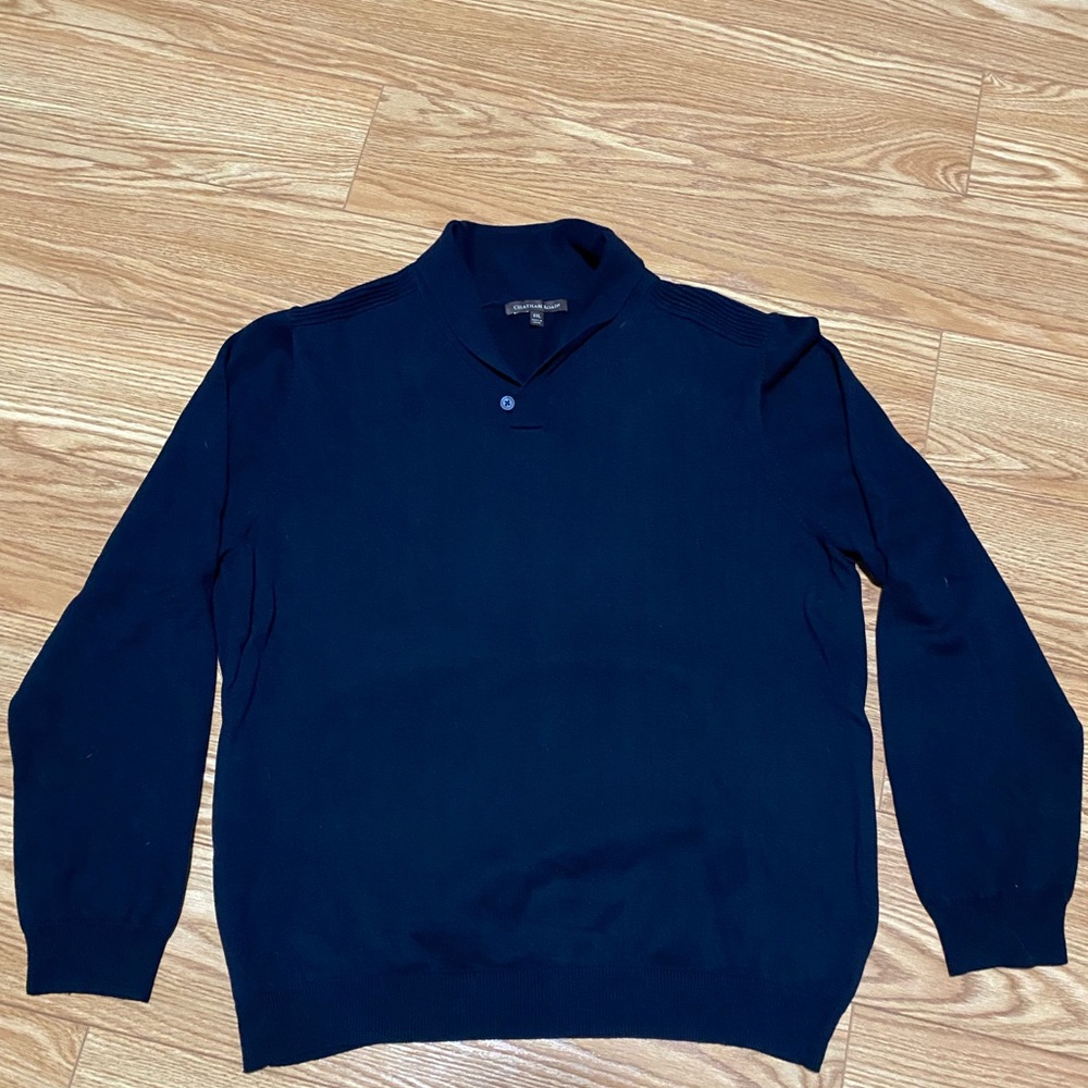 Chatham Road One Button V-Neck Navy Sweater for Men